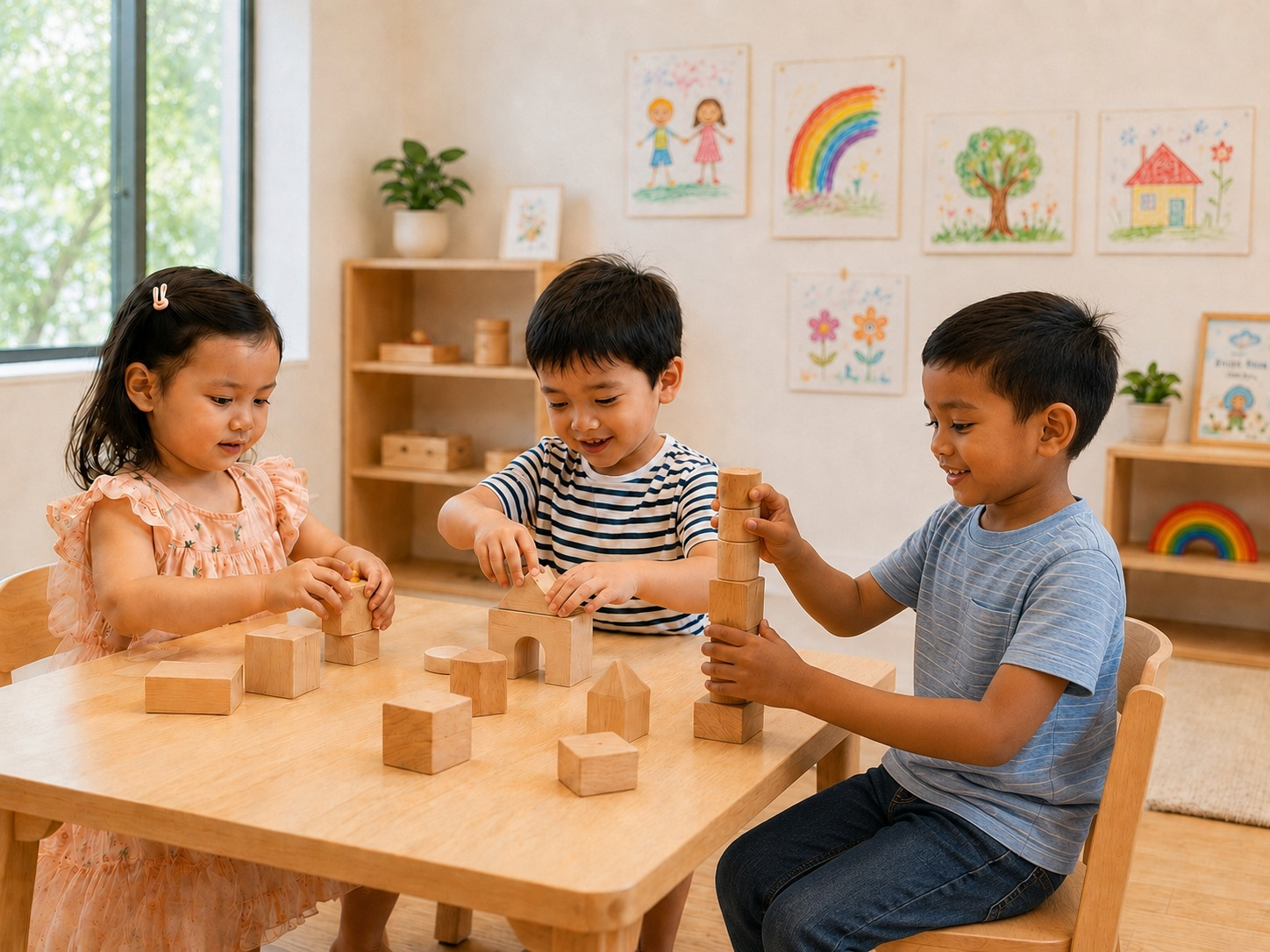 Children collaborating during play-based learning